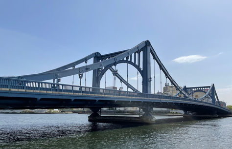 Kiyosu Bridge, spanning the Sumida River, is said to be the most beautiful bridge in Tokyo.