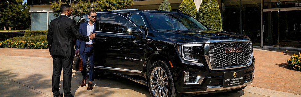 Executive black SUV chauffeur service in Uptown Charlotte, North Carolina.