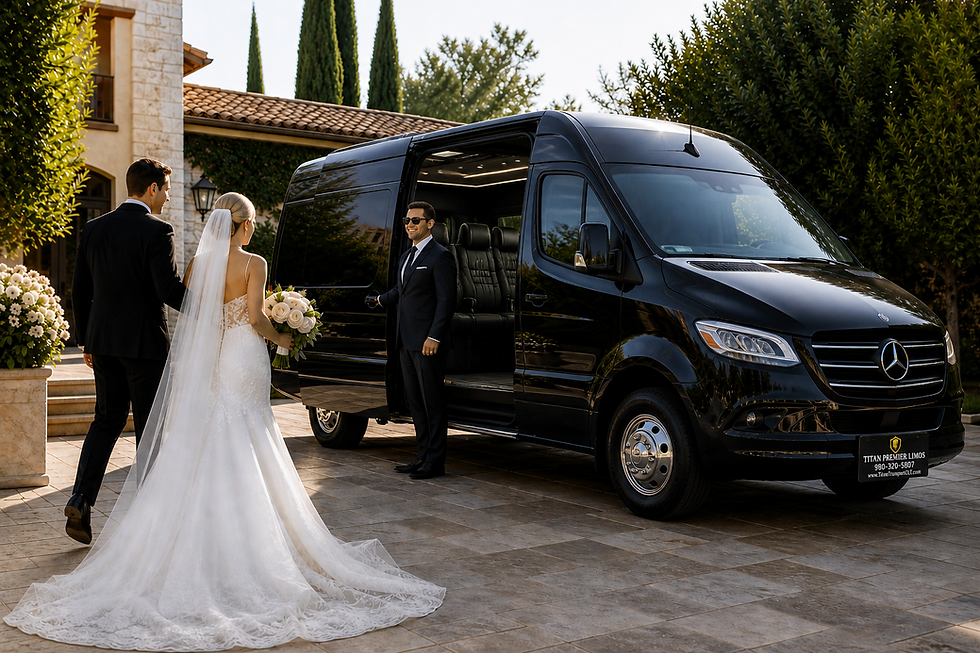 Mercedes Sprinter limo for wedding, group, and event transportation in Charlotte