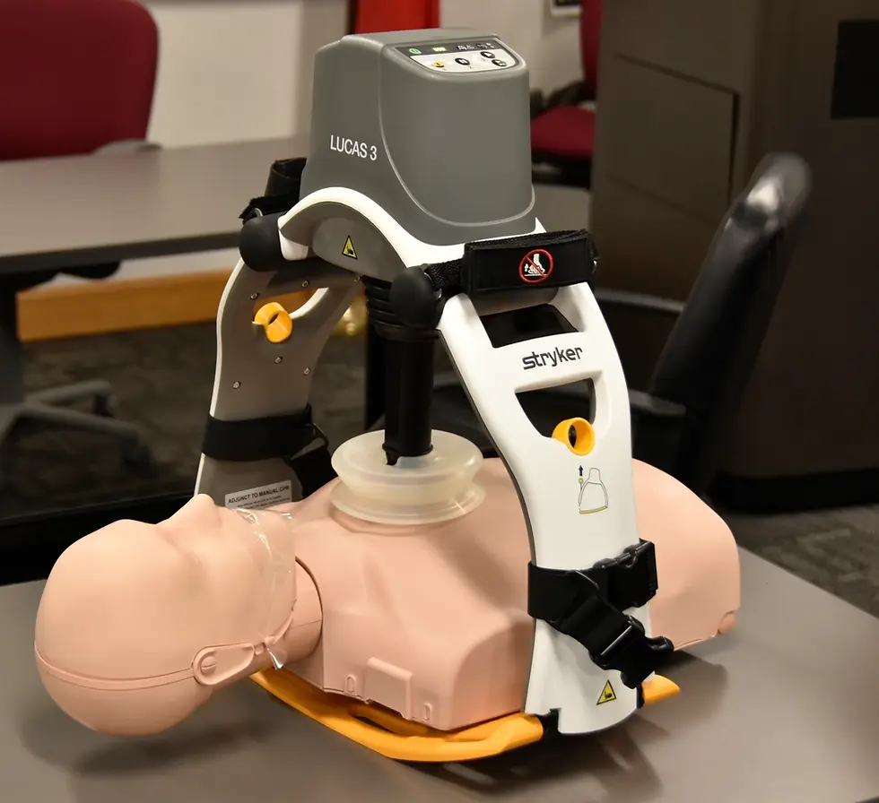 Pictured above is a LUCAS device, which is used to administer chest compressions during a medical emergency