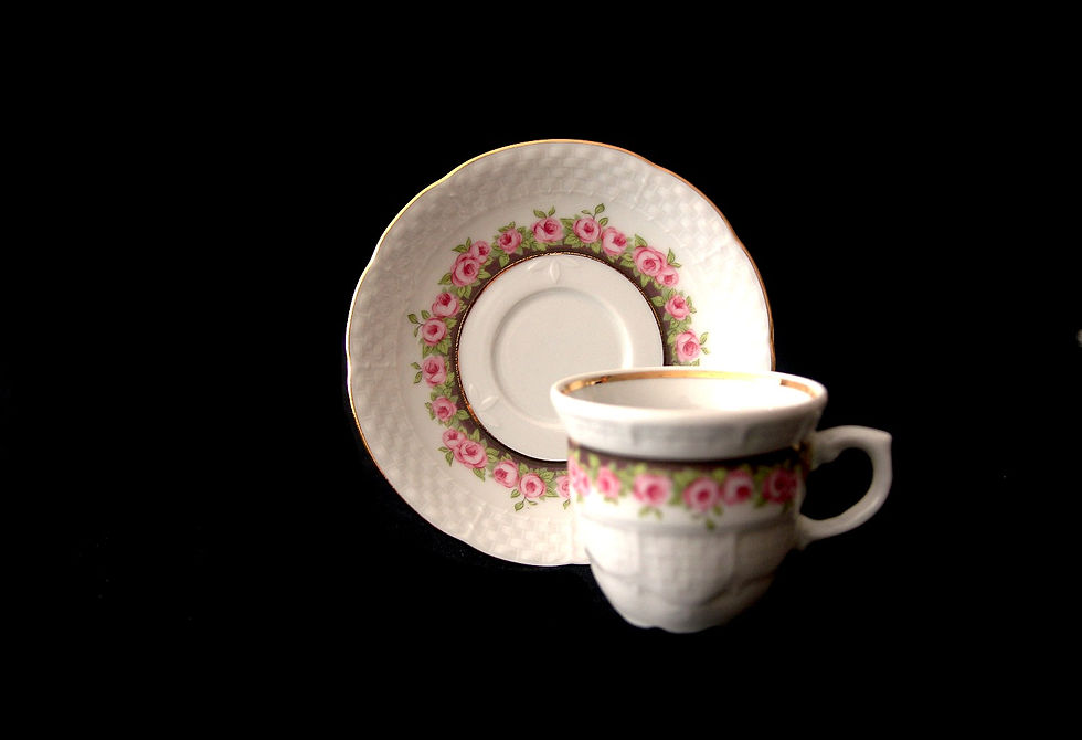 nicol pembe porselen çiçek gül desenli kahve seti çek porselen takımı