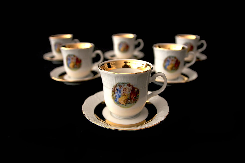 Küçük resim: türk kahvesi nasıl yapılır porselen set altın yaldız altın işlemeli porselen türk kahvesi takımı