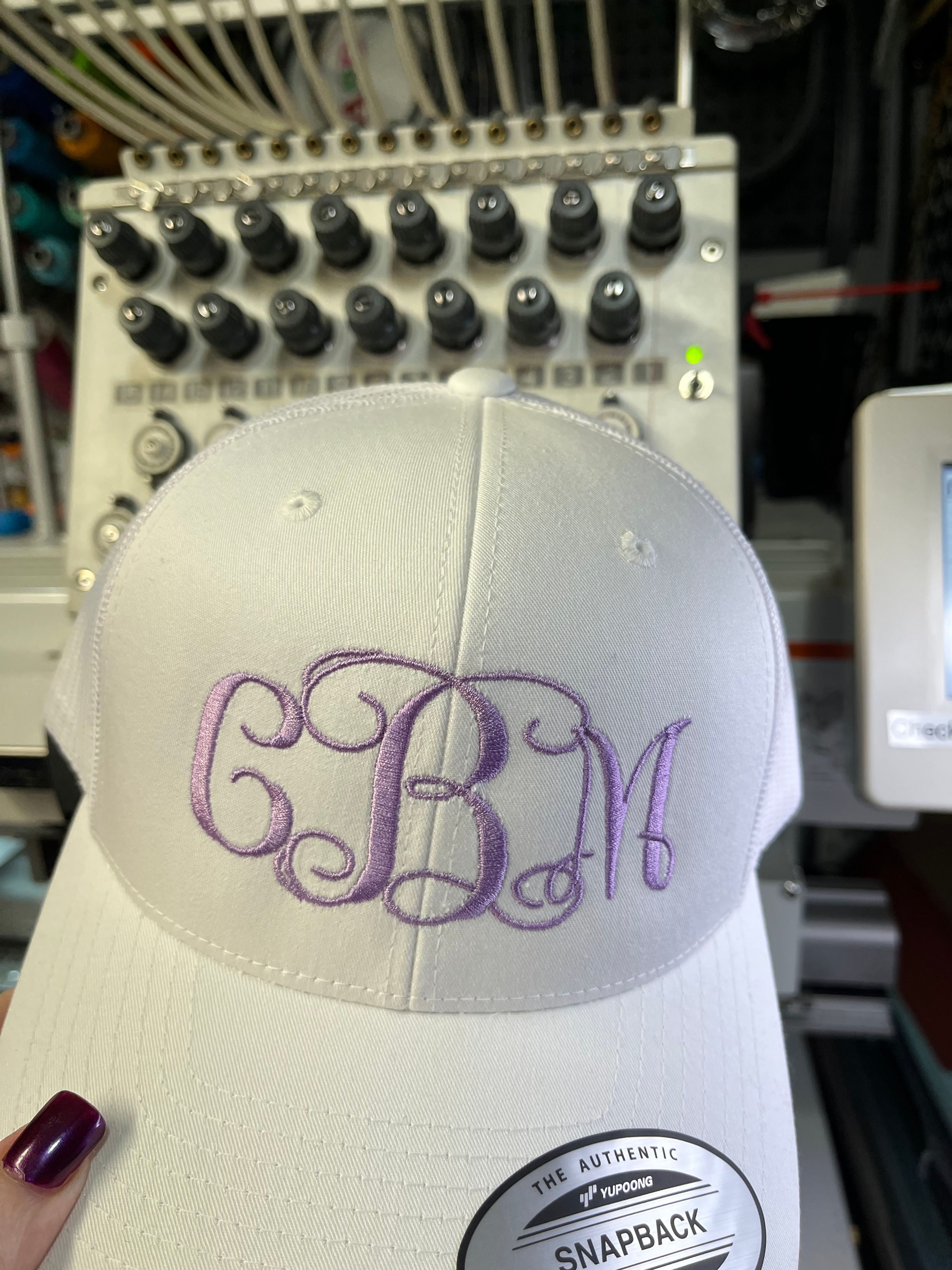 Classic Script Monogram Snapback Hat – Custom Embroidered Initials