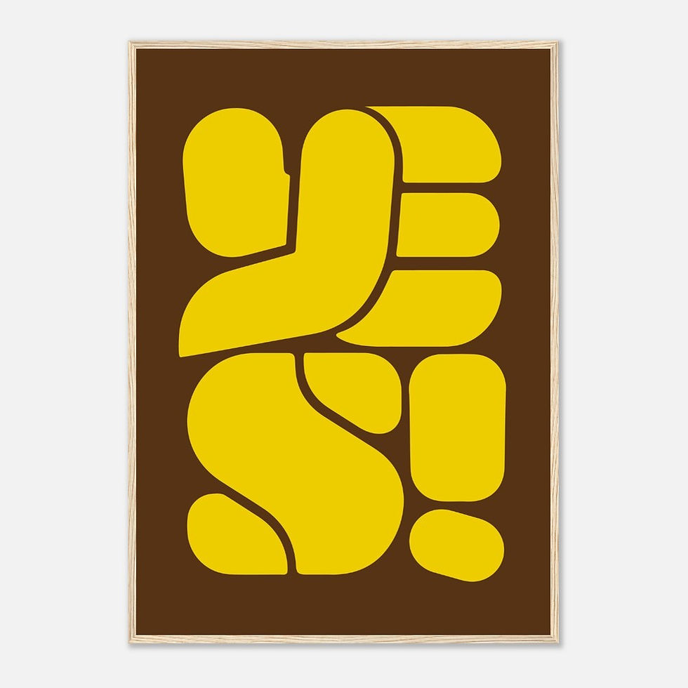 Yes yellow and brown poster — Wooden frame hero
