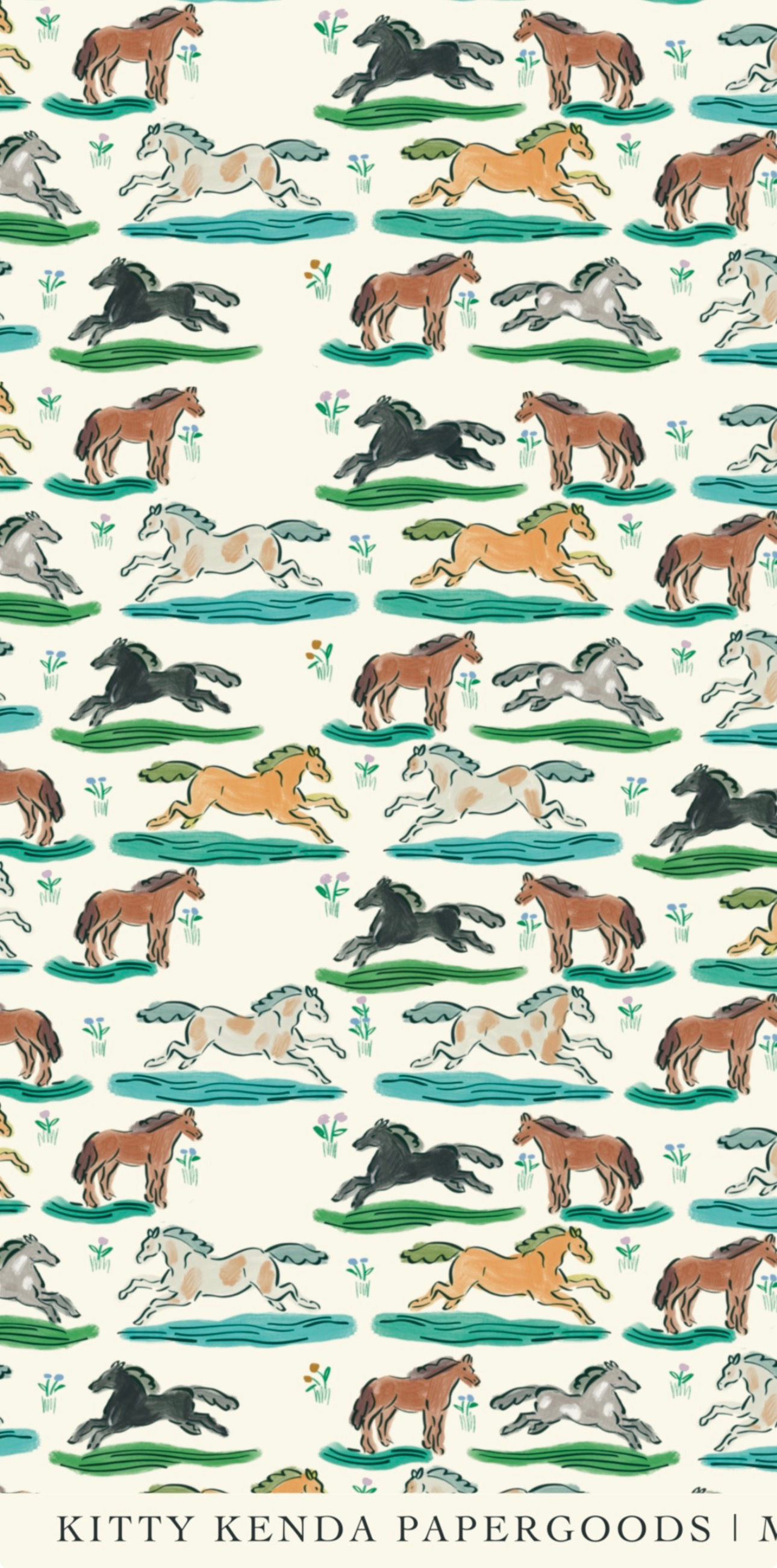 Wild Horses Natural Wrapping Paper