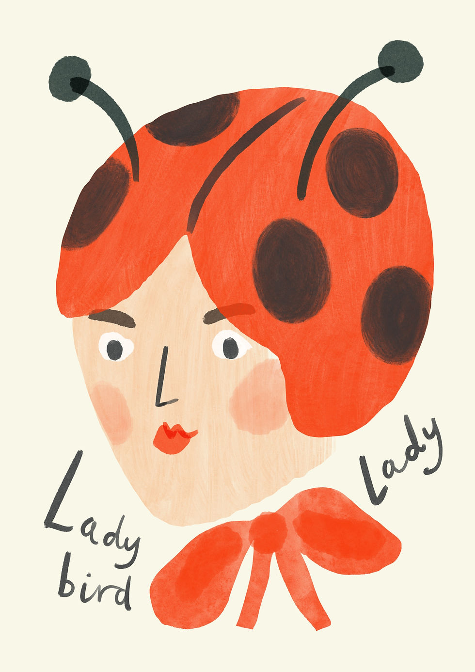 Thumbnail: Ladybird Woman Face Art Print - Trade
