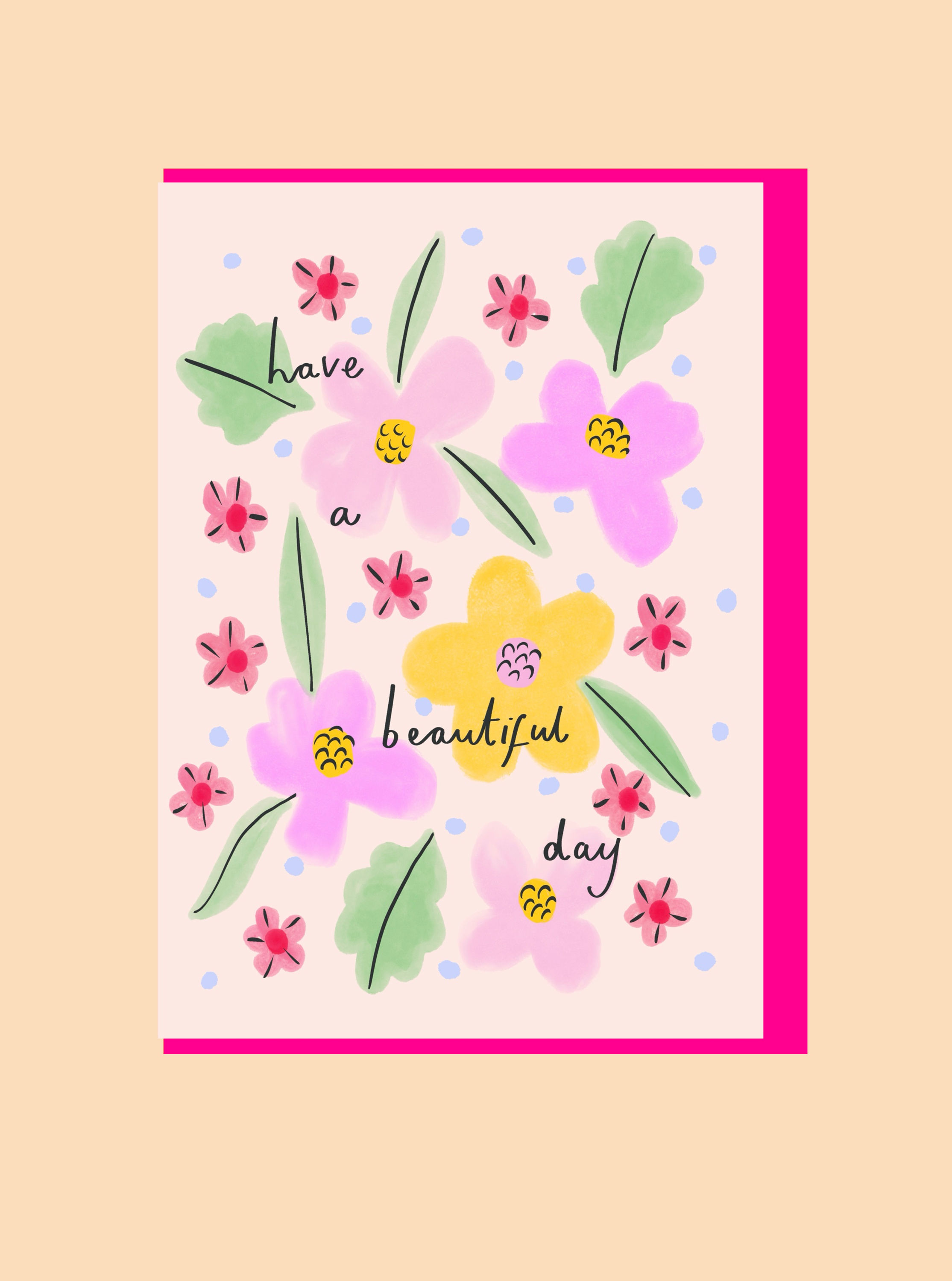 Neon Floral Birthday Card