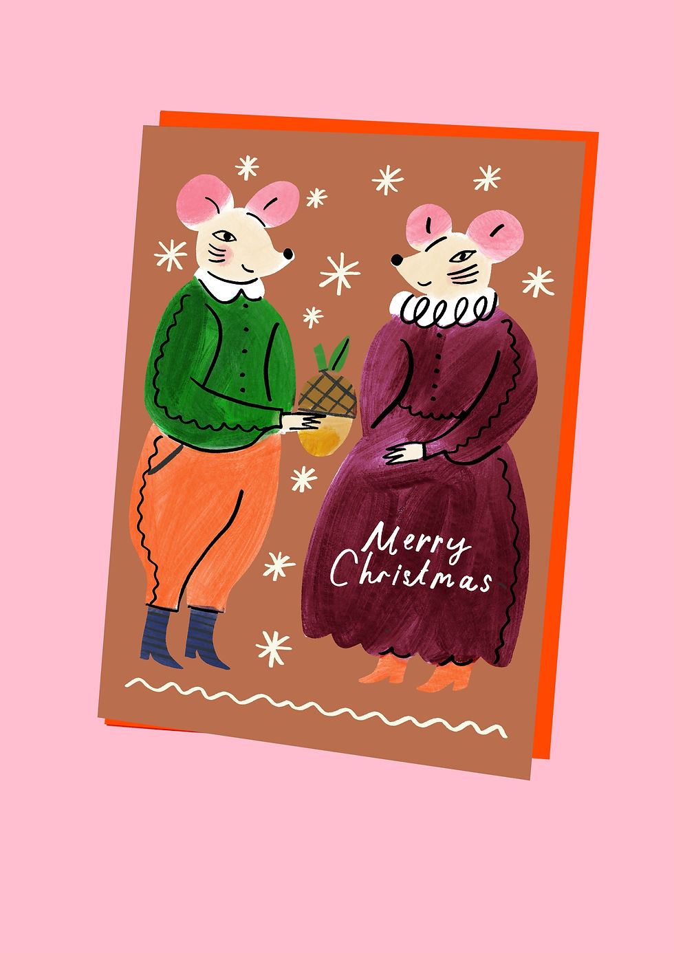 Giving Mice Colour Christmas Card