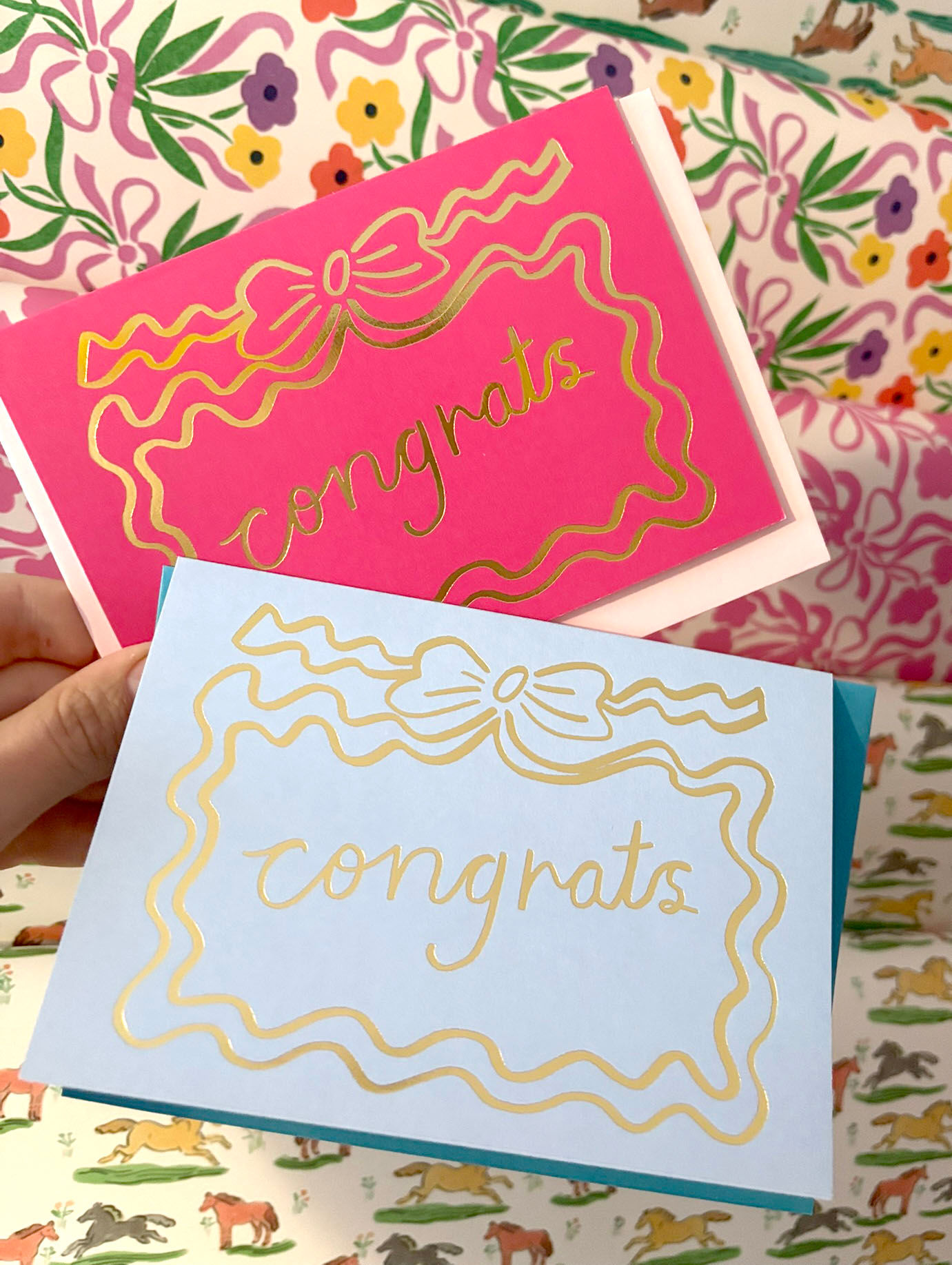 Wiggle Border Foiled Card - 3 Colours