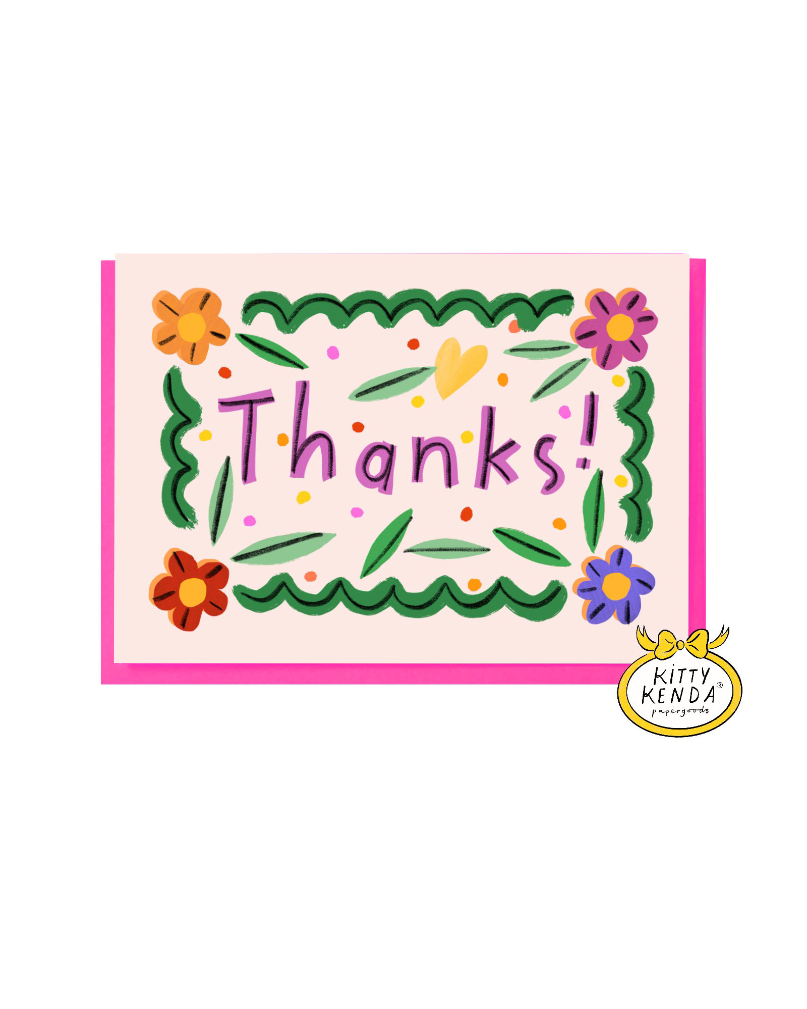 Thanks Floral Border Greeting Card