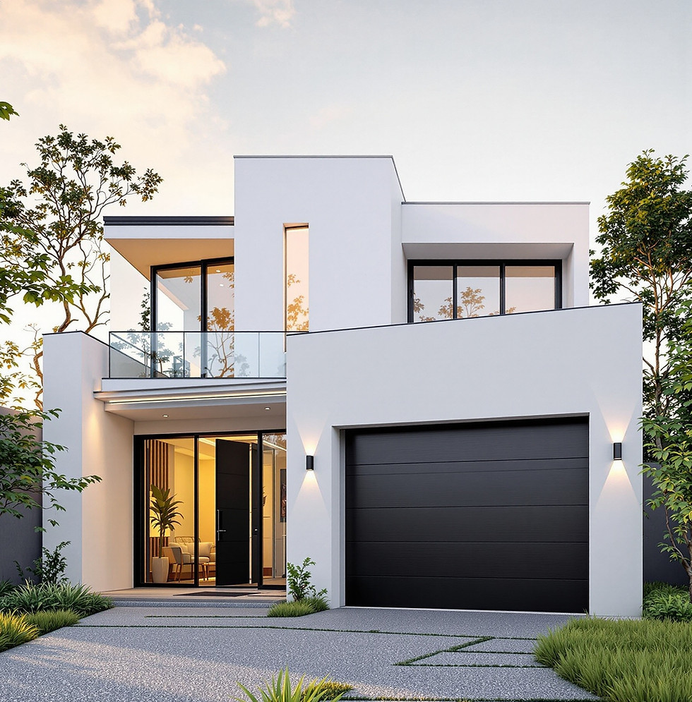 Luxushaus und moderne Immobilie. Es wird eine Architektur in Berlin und Umgebung gezeigt.