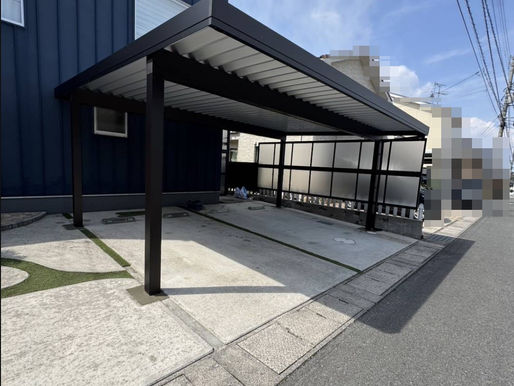 折板カーポート サイドパネル付き