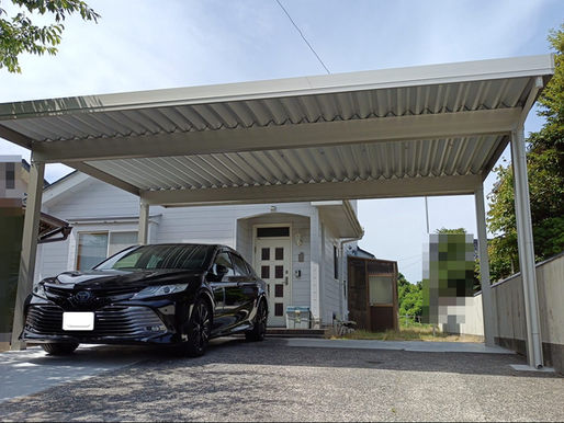 【施工事例】鳥取県大山町|折板カーポート 大仙 ゆき盛くんⅢ(積雪50cm対応)+土間コンクリート施工