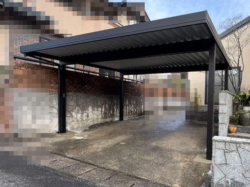 【施工事例】松江市|ポリカ屋根から「ゆき盛くんⅢ」へ!積雪対応の折板カーポートに取り替え工事