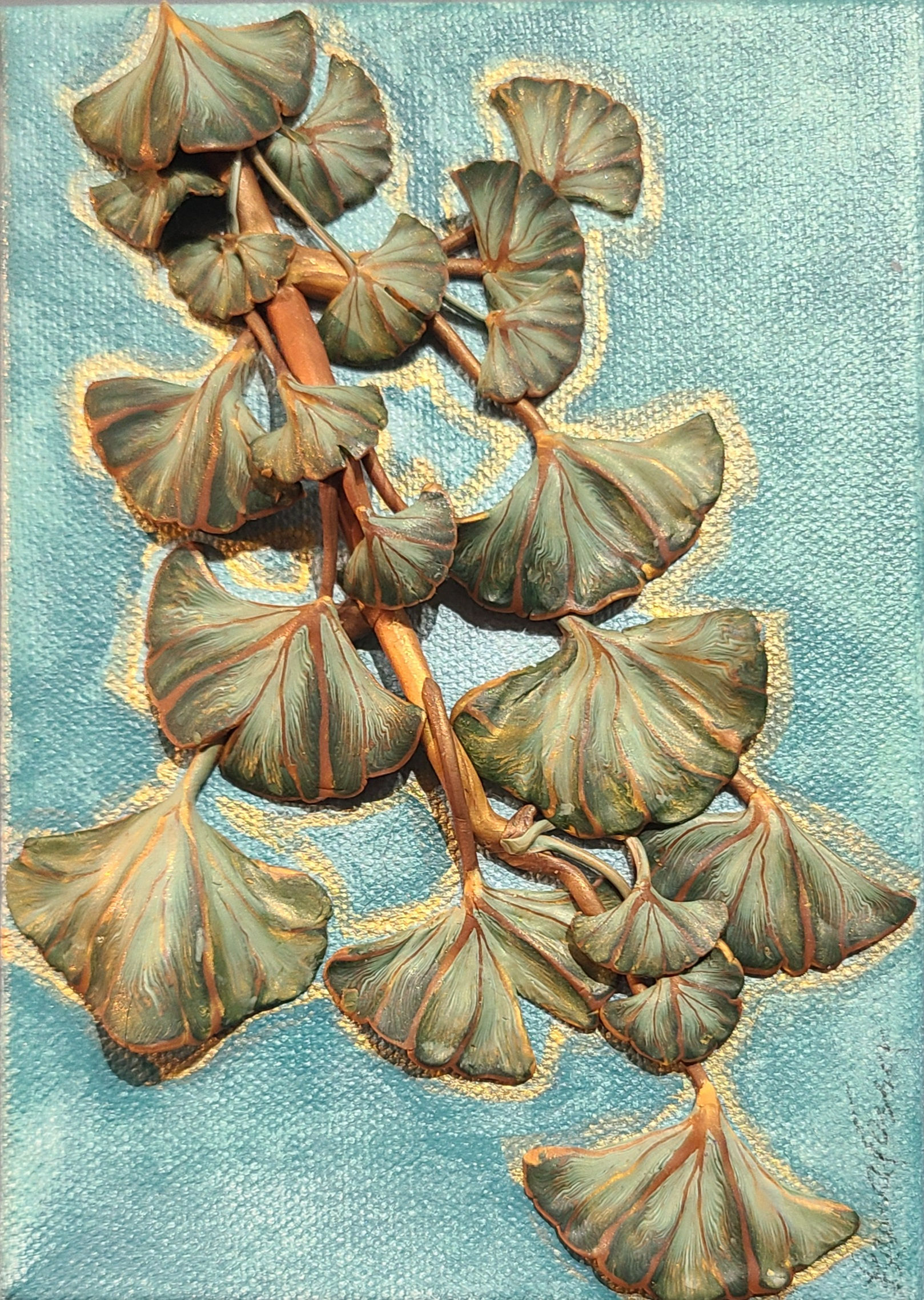 Small Ginko, polymer clay art by Laura Fesser