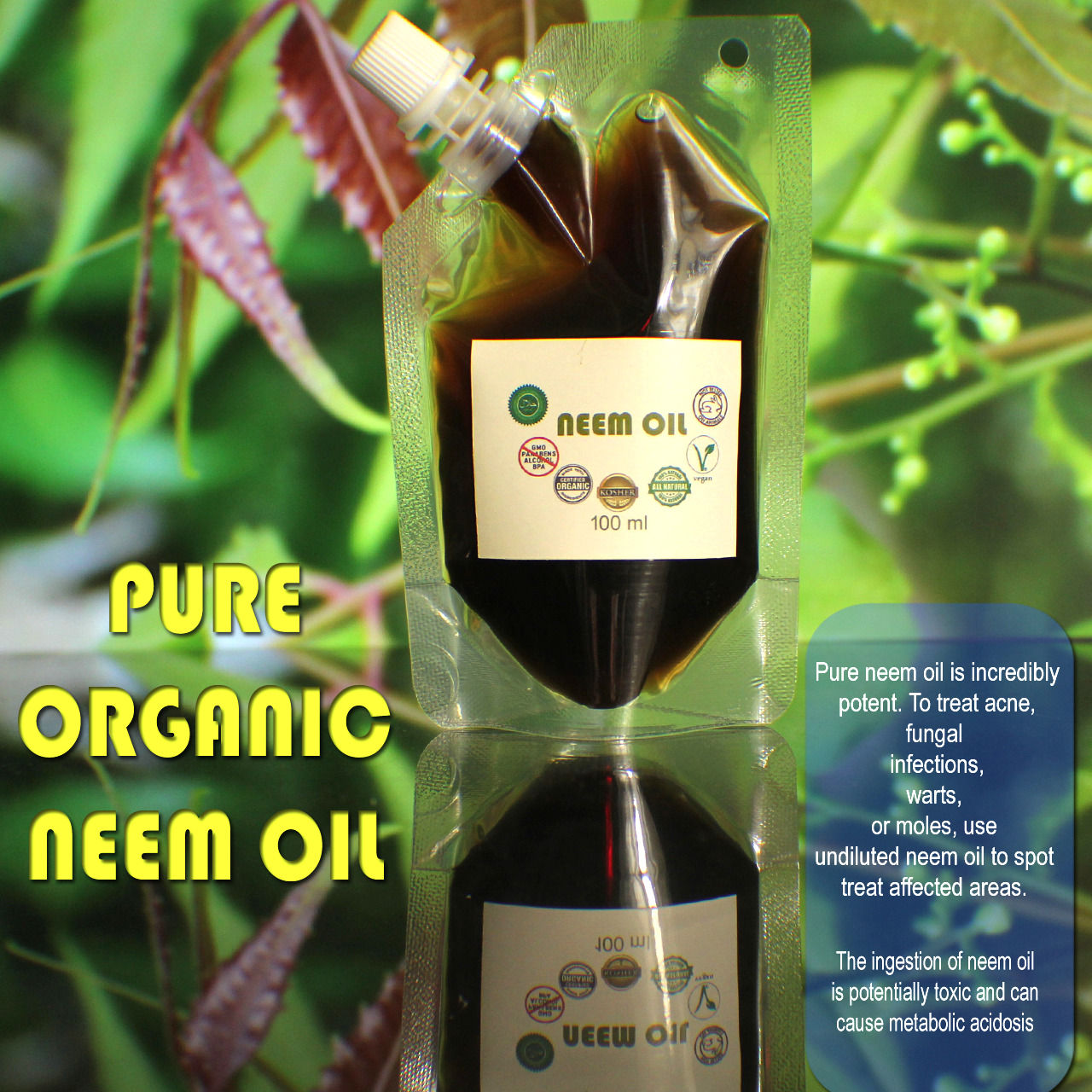 ORGANIC NEEM SEED OIL 100% Pure Cold Pressed Unrefined Skin Care Aromatherapy