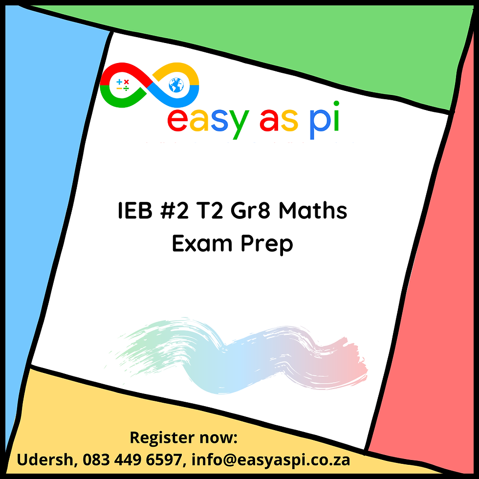 IEB #2 2026 T2  Gr8 Maths Exam Prep Session @ St Stephens Anglican Church Sunninghill