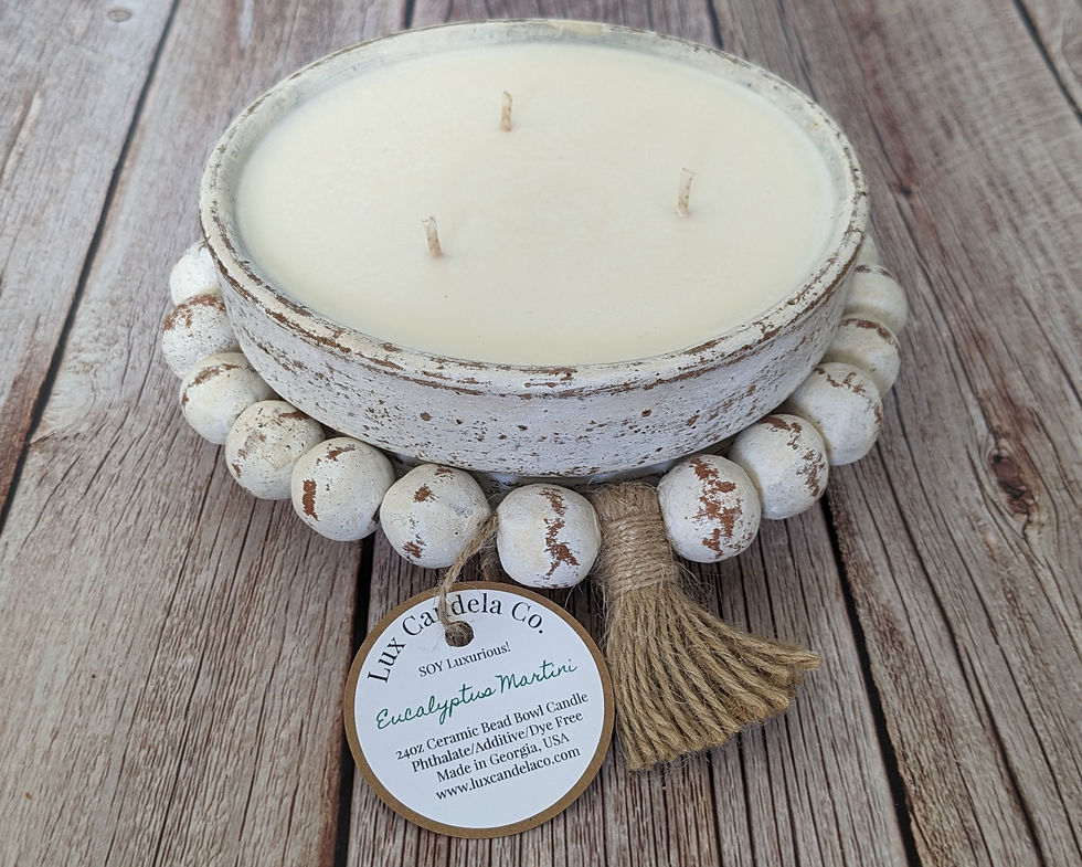 Round Ceramic Bead Bowl Candle