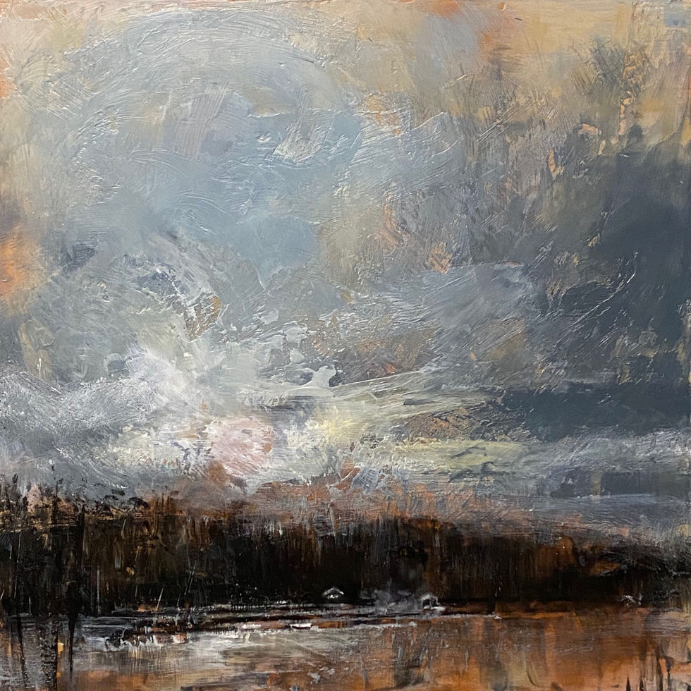 Rosseau Docks, Encaustic on panel, 24 x 24 in.