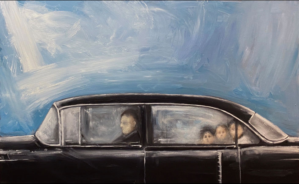 Fleeing 2, oil on canvas, 30 x 46 in. (sold)