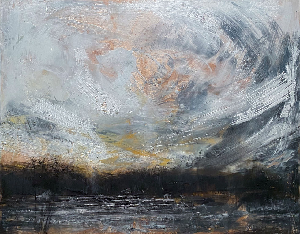 Rosseau Docks 2, encaustic on paper mounted to canvas, 16 x 20 in.