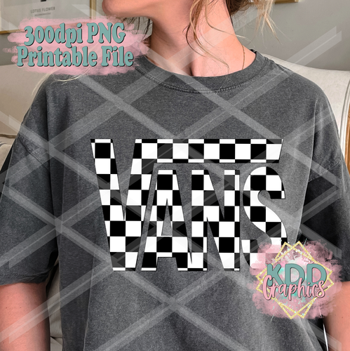 Black and White Checkered Vans Logo - 300dpi PNG | Kdd Graphics By Tab