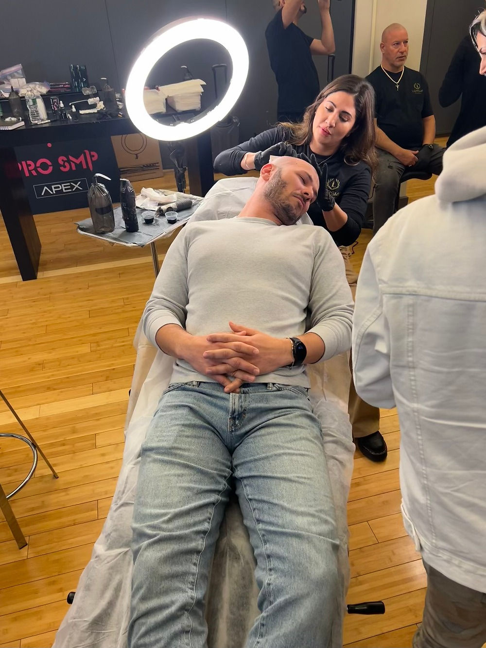 Woman performing SMP training on a man in Las Vegas