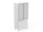 2 DOOR PANTRY WITH 3 DRAWERS - 2 TOP ALUMINIUM FRAME FROSTED GLASS (P600-2AF3MB)