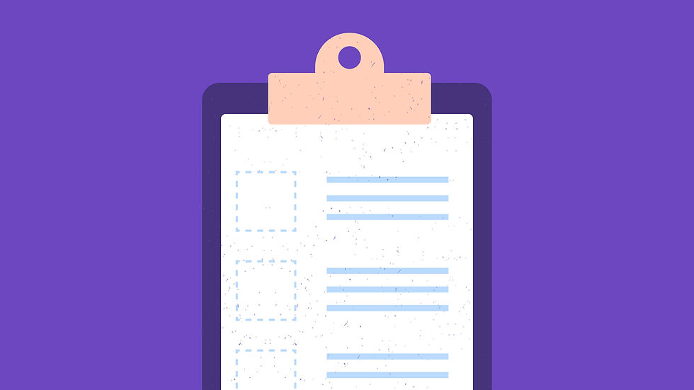 Illustration of a clipboard with an unchecked, dashed-outline checklist.