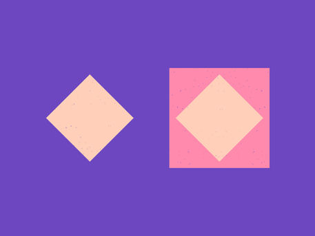 A diamond shape centered inside a square, representing a thoughtful gesture contained within clear boundaries.