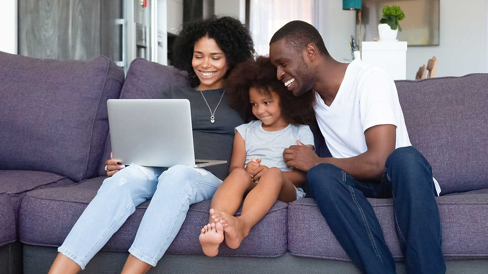 A family watching their vidday together