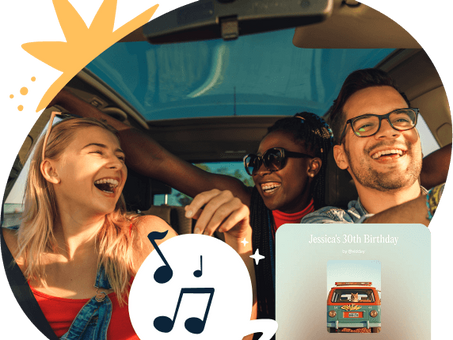 Couple smiling and laughing to their personalized birthday song