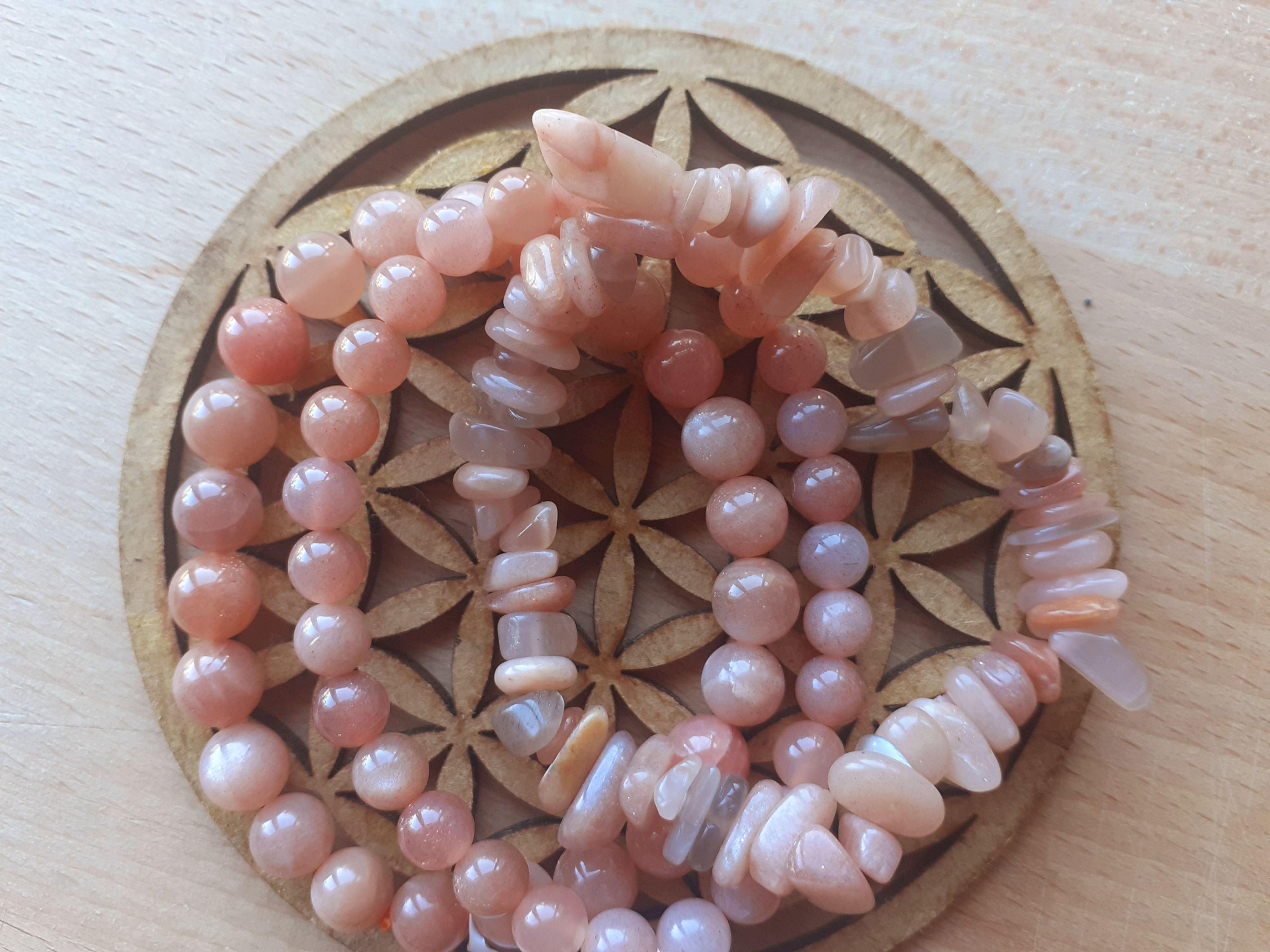 Bracelet en Pierre de Lune Rose