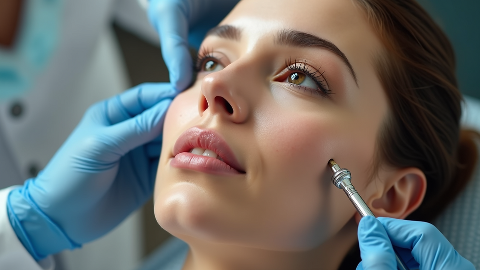 Close-up view of a woman receiving a Botox treatment
