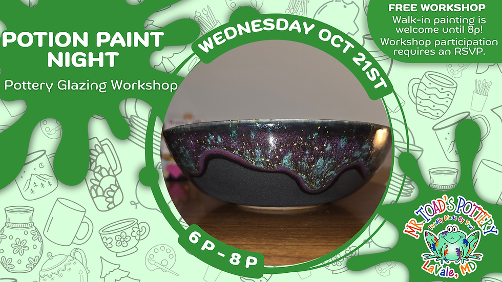 Potion Pottery Glazing Workshop