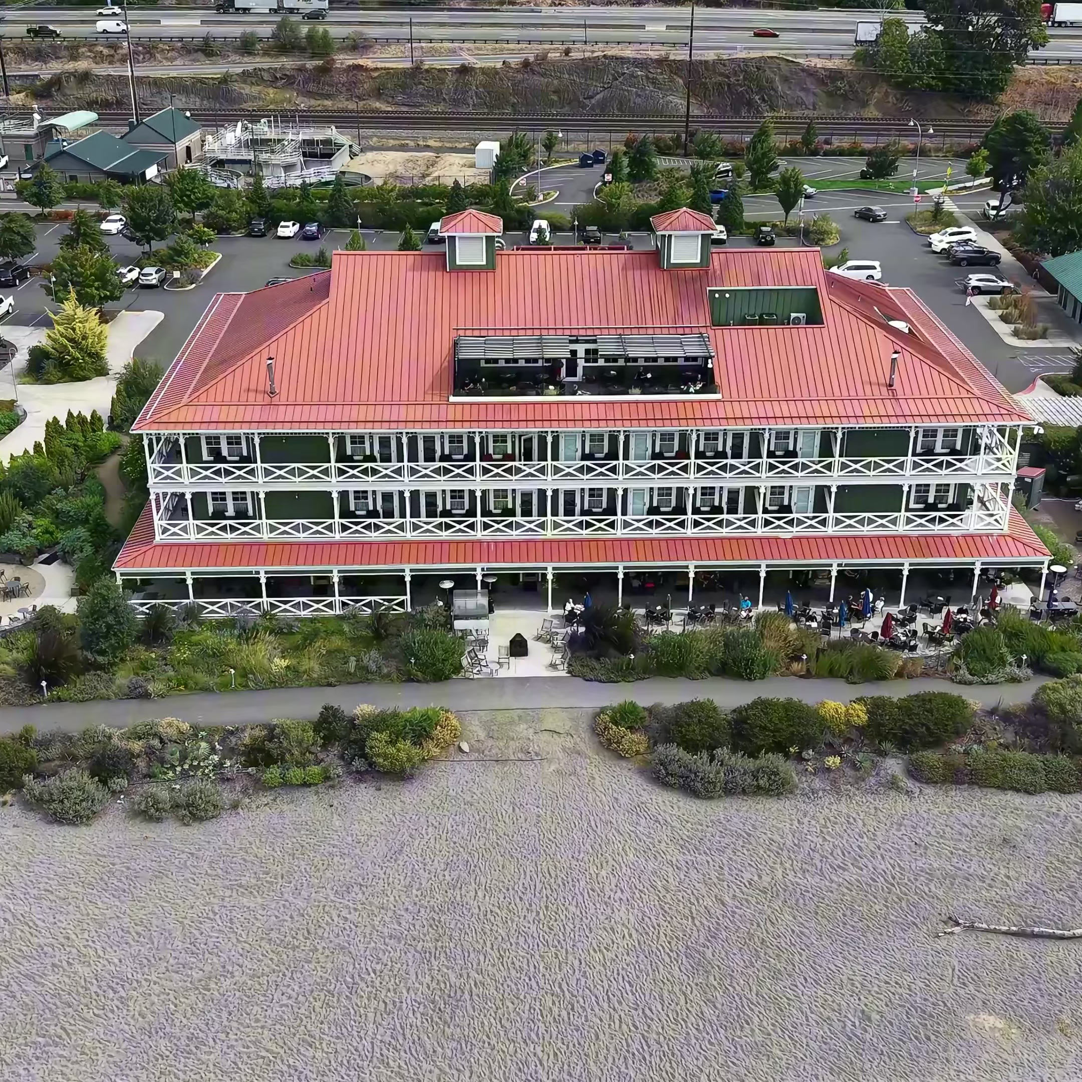 Aerial Orbital Video over a Restaurant