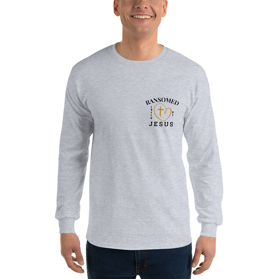 Thumbnail: Ransomed Long Sleeve Unisex Tee – Faith & Warmth (black print)