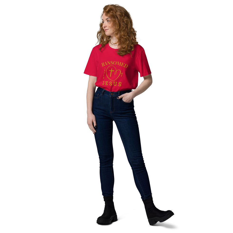 Thumbnail: Ransomed Unisex Tee – Wear the Message (gold print)