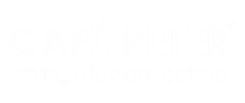 Cafe Peter Name logo with dining desset and coffee