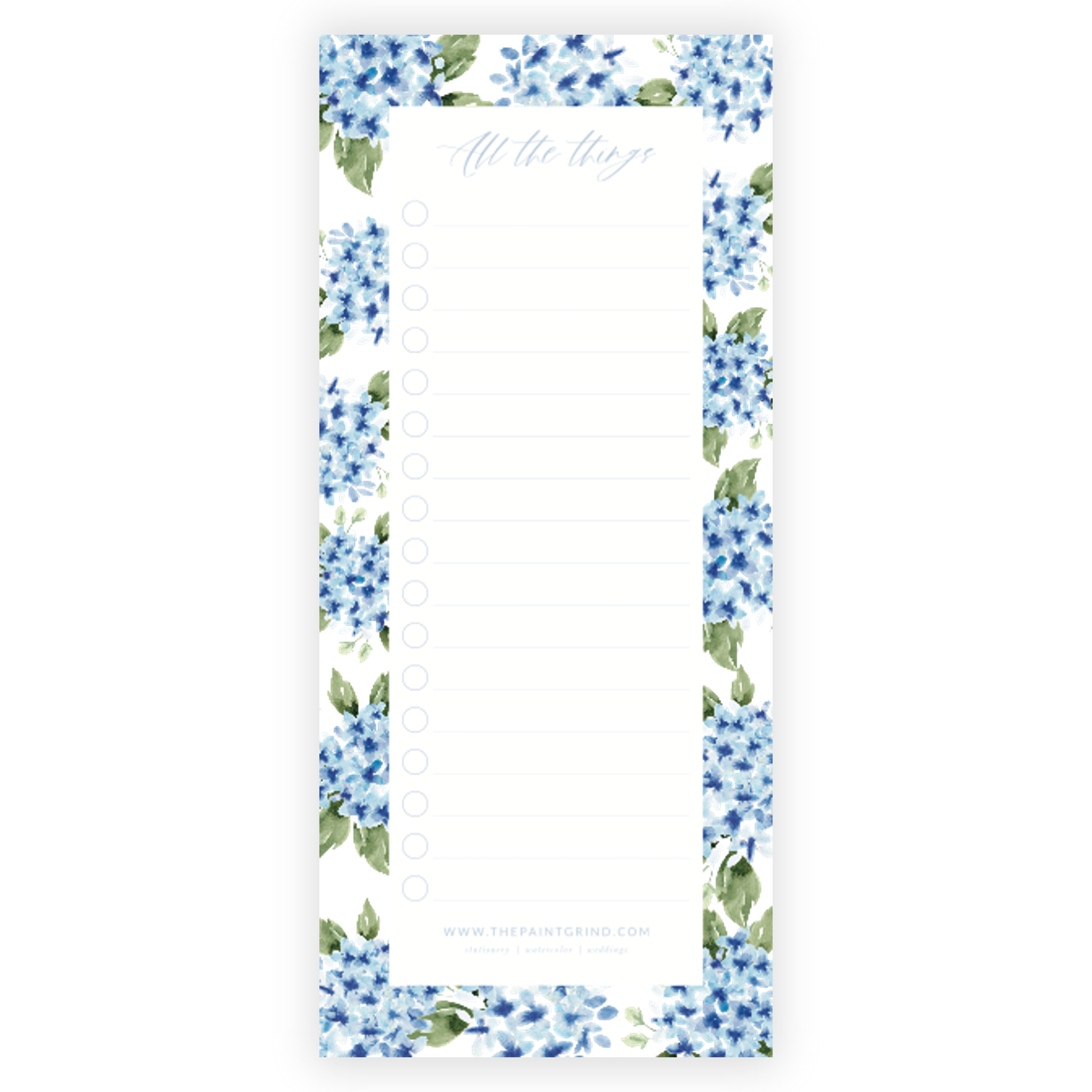 Hydrangea "All the things" Notepad