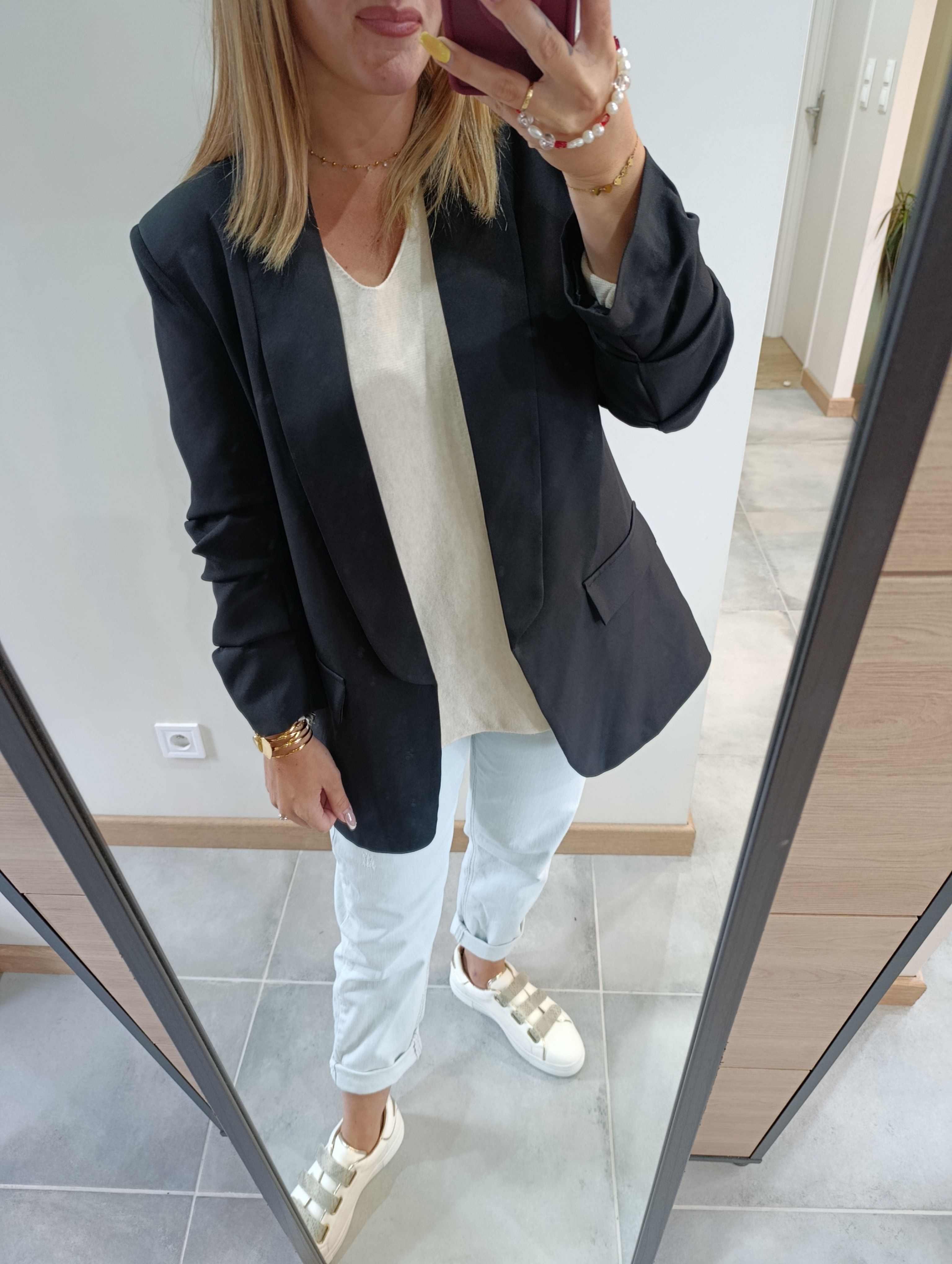 Blazer long vue de face et de près