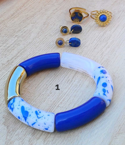 Bracelet Vintage En Plexiglass/acrylique Bleu - Superbe Pièce Rétro
