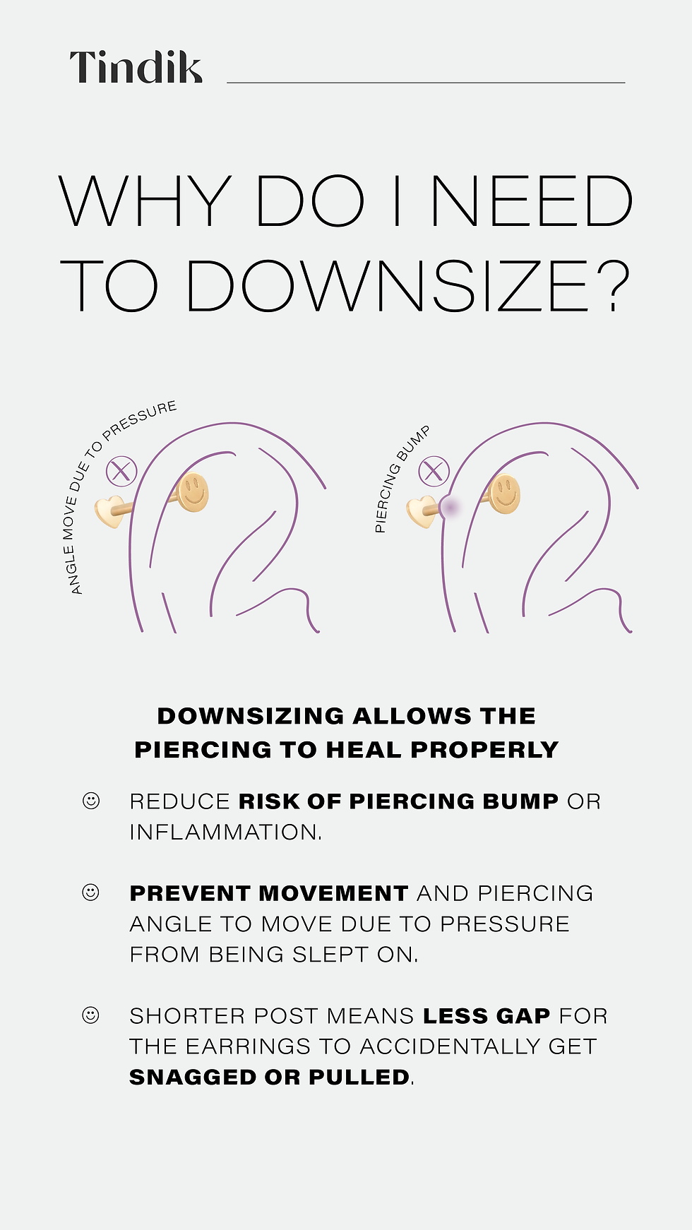 Downsizing cartilage piercing