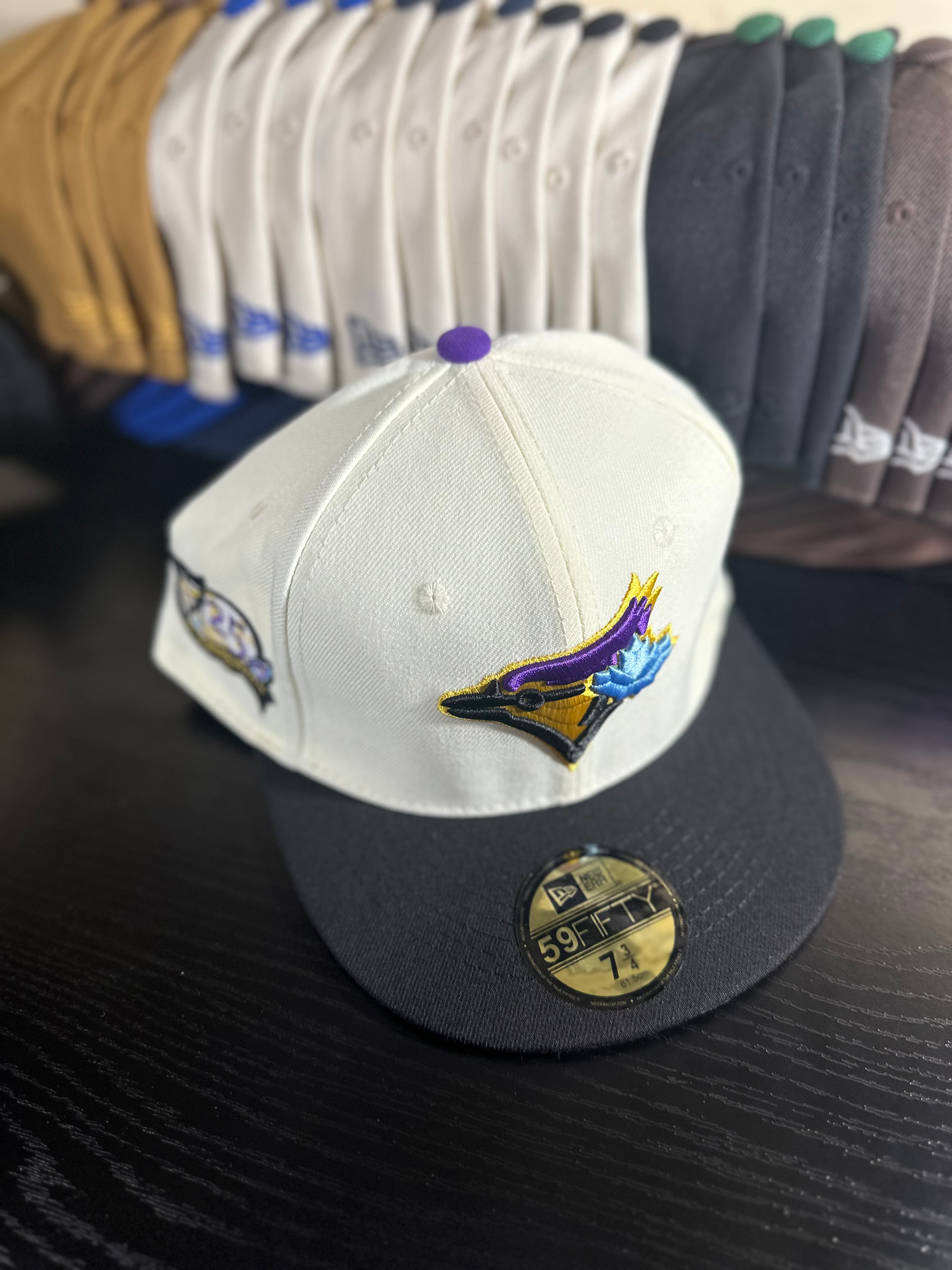 Toronto Blue Jays (Fitted)(W) - White - Purple,Gold,Blue, & Black Logo w - Black