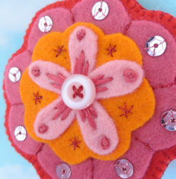 Vibrant Felt Flower Brooch