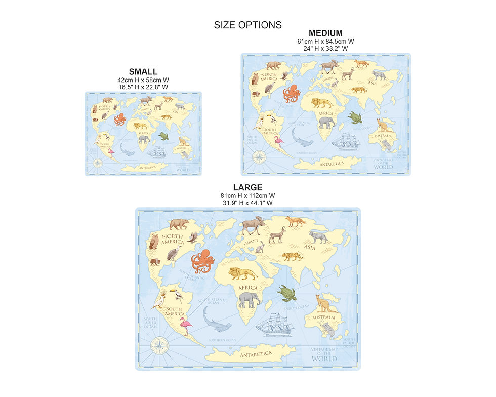 Thumbnail: Size chart for world map with animals