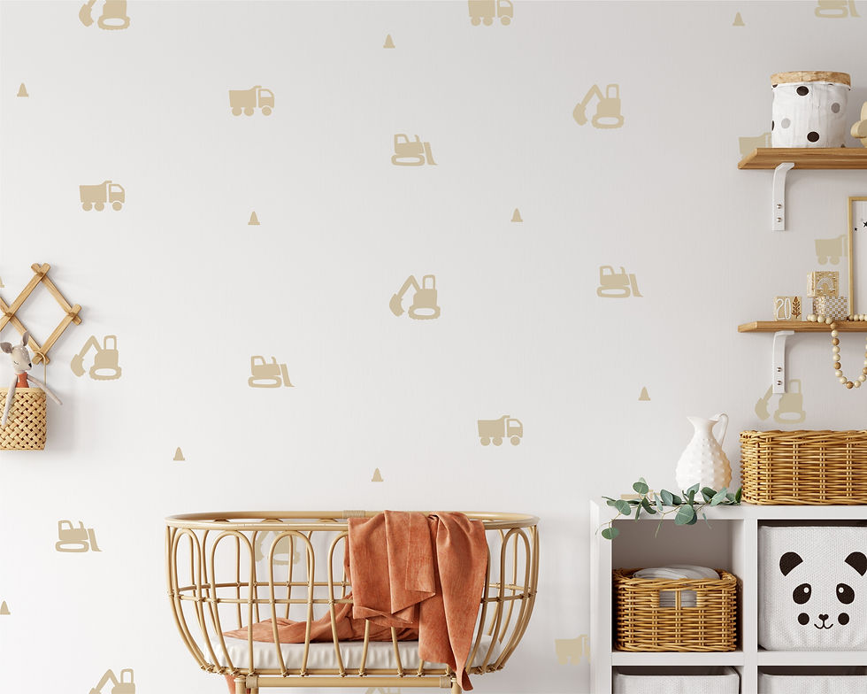 Thumbnail: Nursery with tan construction vehicle wall decals
