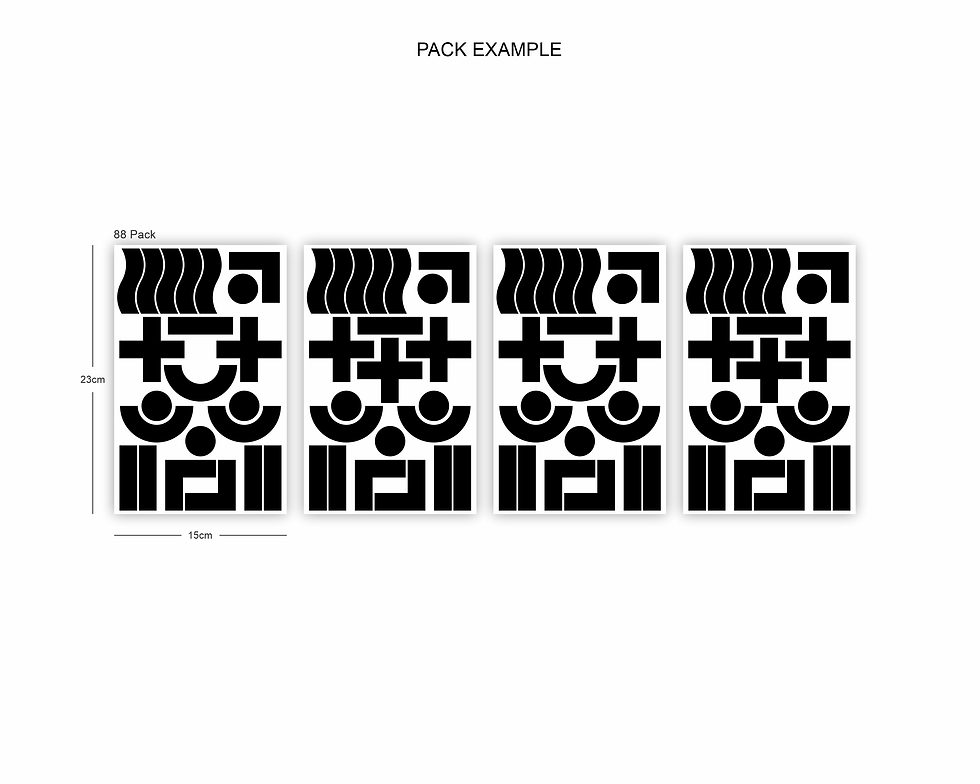 Thumbnail: Four abstract patterned decals show a 1M pack example, 10cm wide