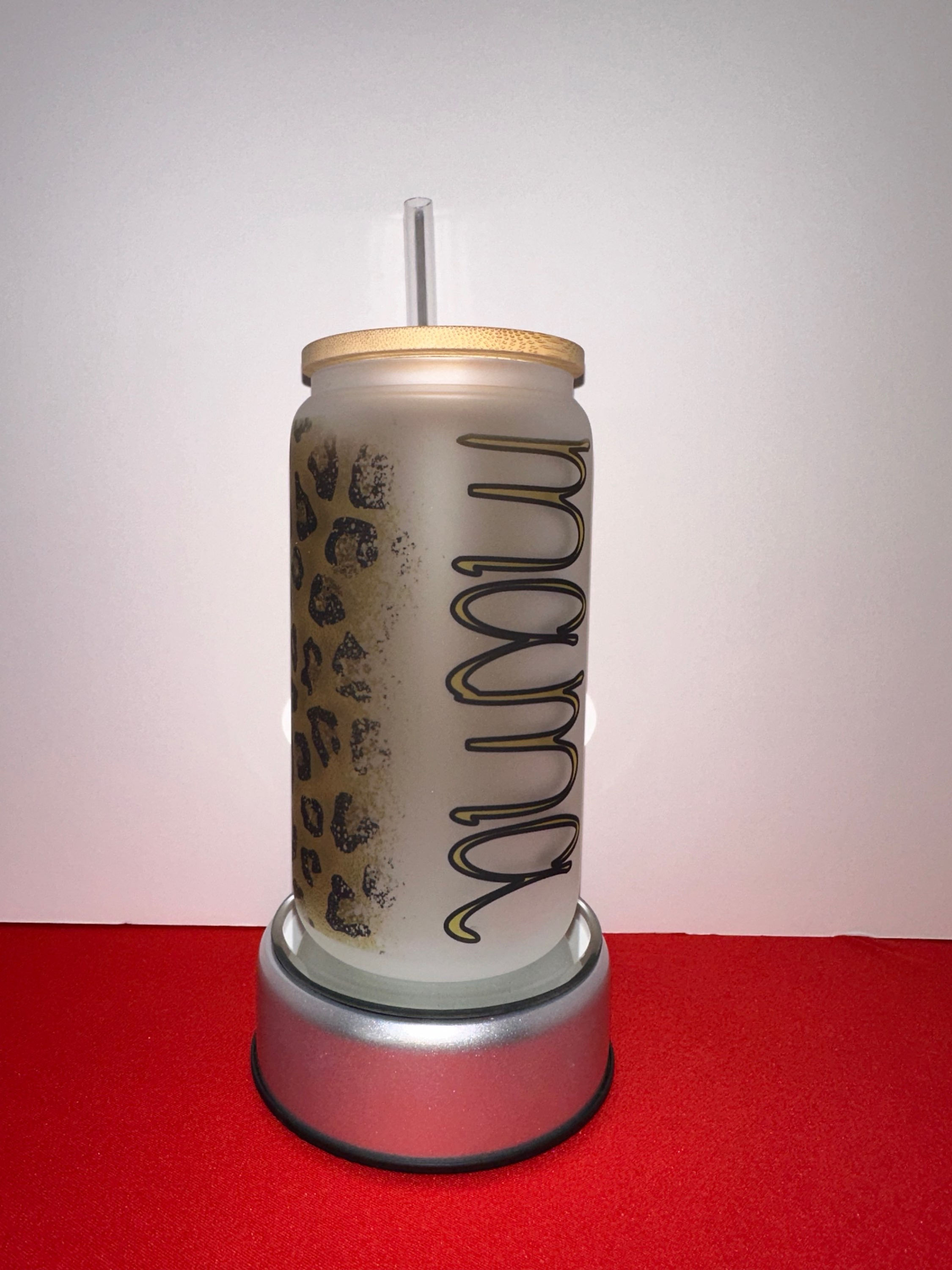 16 oz Frosted Libby - Mama Leopard