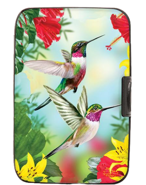 "Hummingbird-Red Hibiscus" Armored Wallet by Monarque